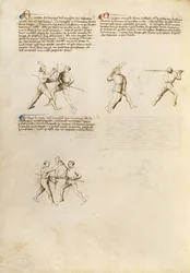 Getty Ms. Ludwig XV 13 31v - Fiore dei Liberi - Combate com Adaga e Cajado (6895480)